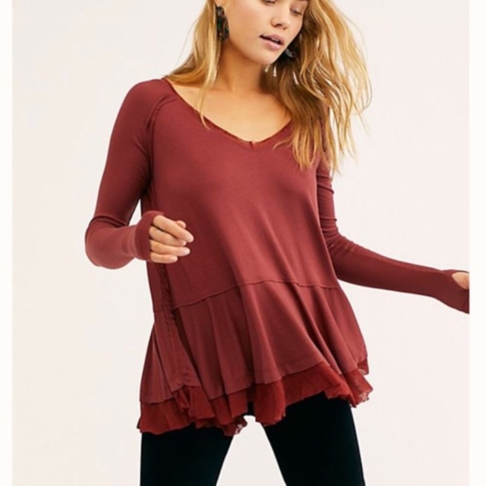 NWT We The Free Tangerine Tee Brickstone Red